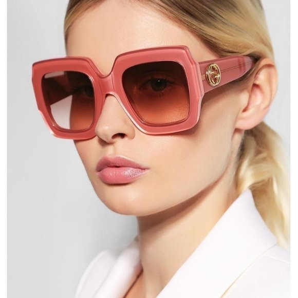gucci pink brown gradient square ladies gg0178s007